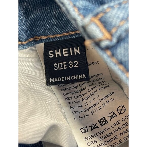 Distressed Denim Joggers With Elastic Cuffs Womens Size 32 Destroyed Shein - Picture 5 of 6